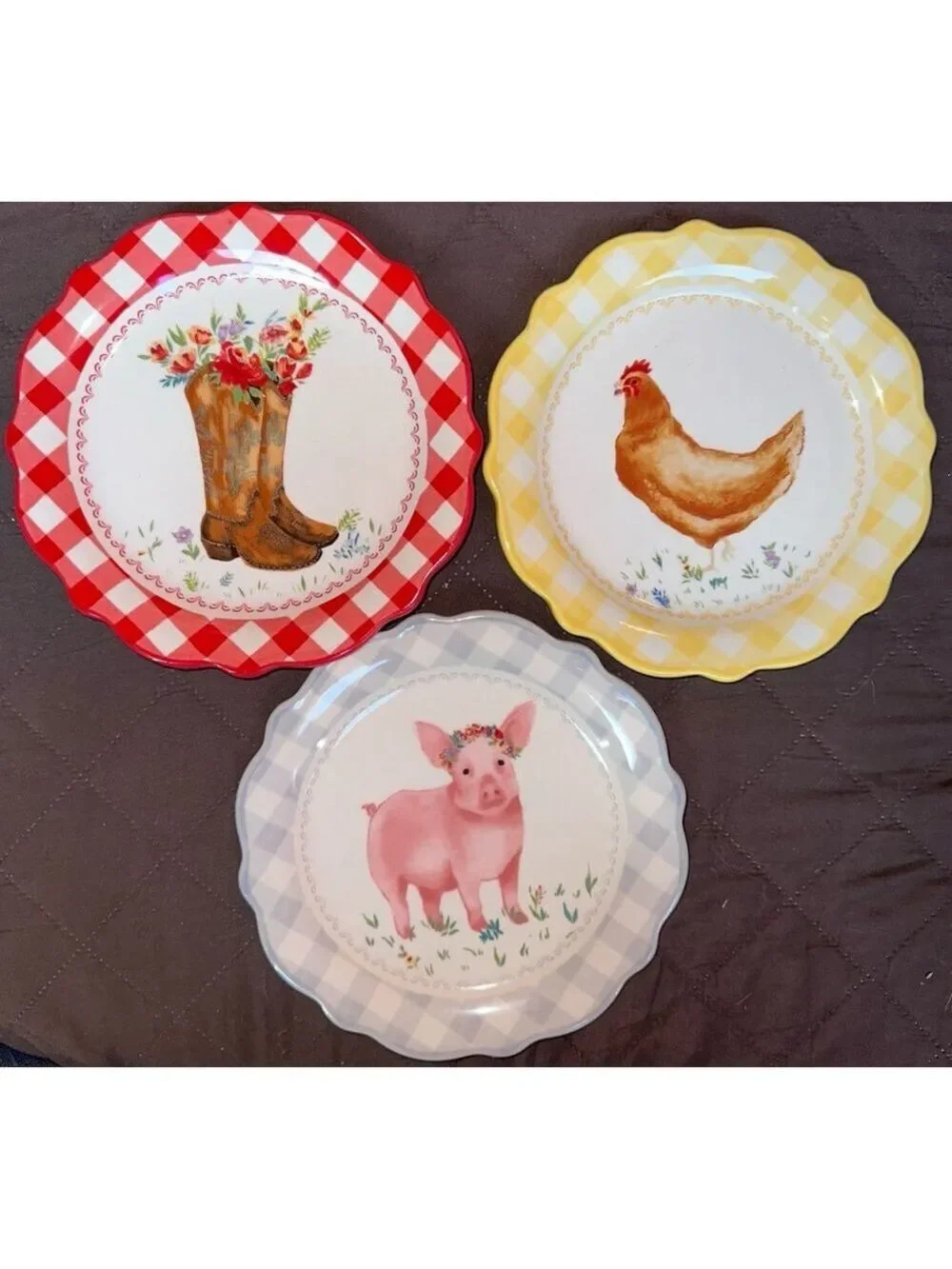 NOS 2020 The Pioneer Woman 7” Stoneware Appetizer Plates Bundle Of 3 Plates